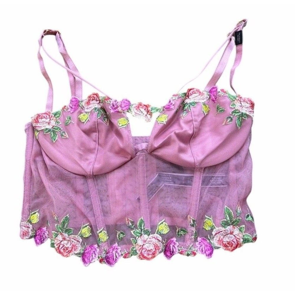 NEW Victorias Secret Fairycore Corset Bra Dusty Pink Floral Sexy Y2K Festival